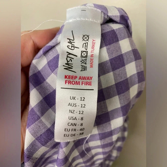 Nasty Gal Collection Purple Gingham Wide Leg Pants - Picture 7 of 7